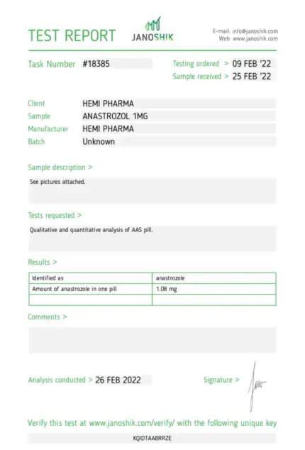 Buy Hemi Pharma Arimidex (Anastrozole) 1mg